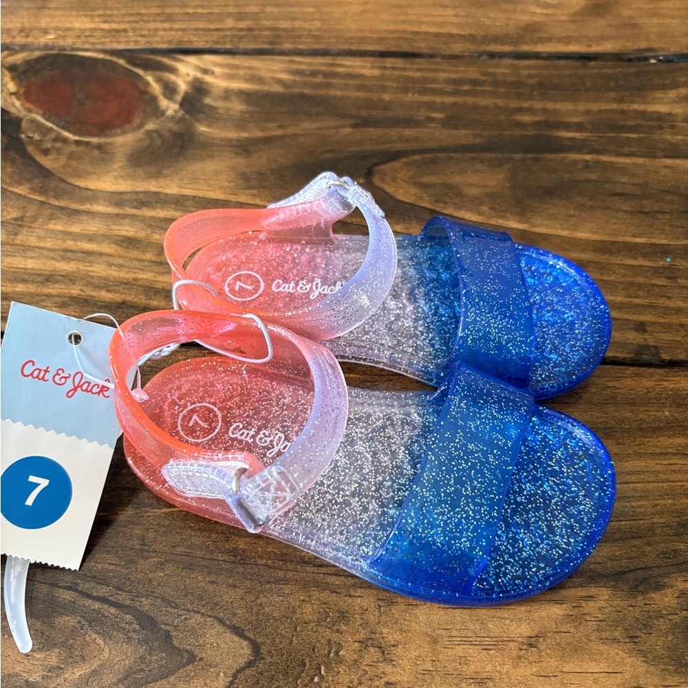 Cat & Jack Kids Glitter Sandals - Blue and Red
